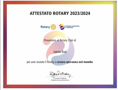 Attestato del Presidente Rotary International al R.C. Leccesud